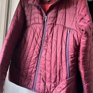 Women's Merrill Quilted Jacket - Burgundy with Orange Lining